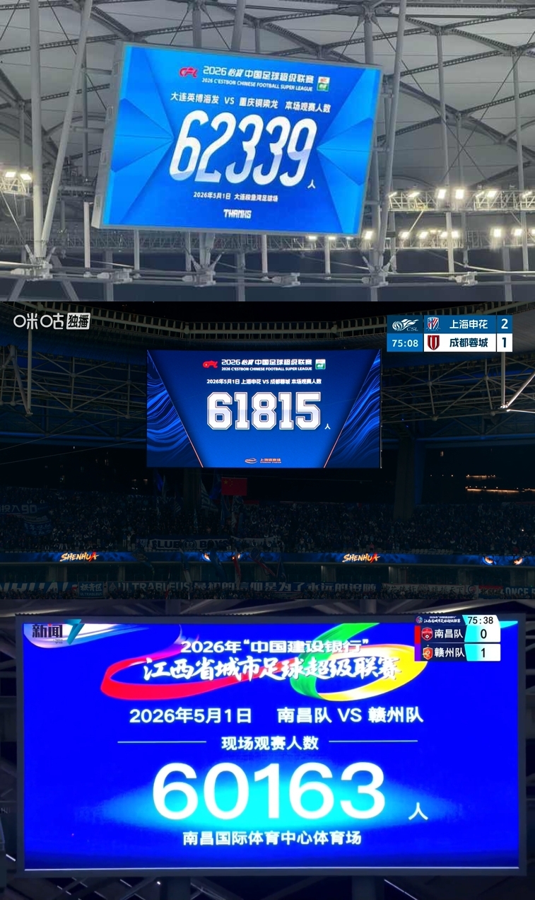 單日三場破六萬：中甲、中超、業余聯賽同日創造上座紀錄