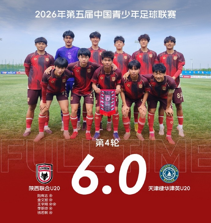 中青賽四連勝 陜西聯合U20 6-0狂勝天津棣華津英
