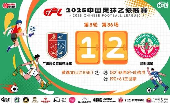中乙-廣州蒲公英1比2昆明城星：門將低級失誤葬送好局，兩連敗敲響警鐘
