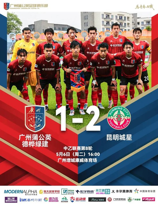 中乙-廣州蒲公英1比2昆明城星：門將低級失誤葬送好局，兩連敗敲響警鐘