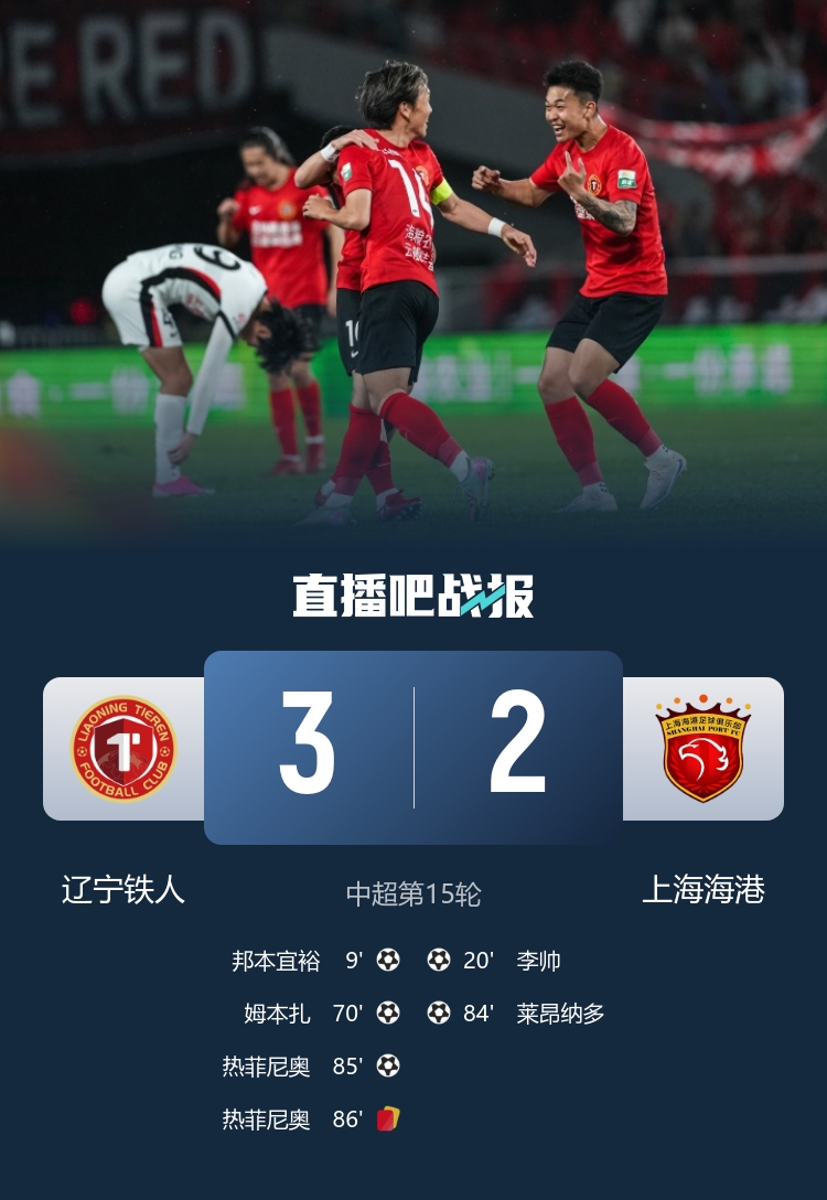三連勝！鐵人3-2海港 熱菲尼奧絕殺+脫衣染紅 姆本扎連續3場破門
